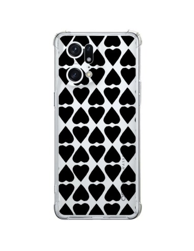 Coque Oppo Find X5 Pro Coeurs Heart Noir Transparente - Project M