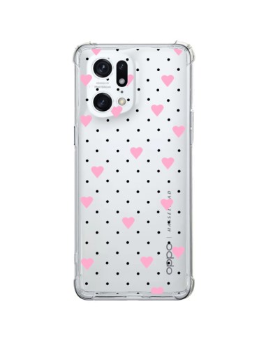 Cover Oppo Find X5 Pro Punti Cuori Rosa Trasparente - Project M