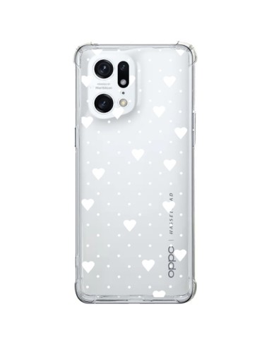 Cover Oppo Find X5 Pro Punti Cuori Bianco Trasparente - Project M