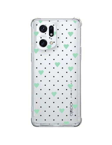 Coque Oppo Find X5 Pro Point Coeur Mint Bleu Vert Pin Point Heart Transparente - Project M