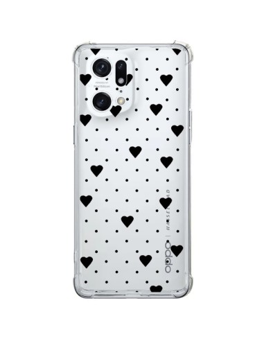 Oppo Find X5 Pro Case Points Hearts Black Clear - Project M