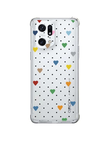 Oppo Find X5 Pro Case Points Hearts Colorful Clear - Project M
