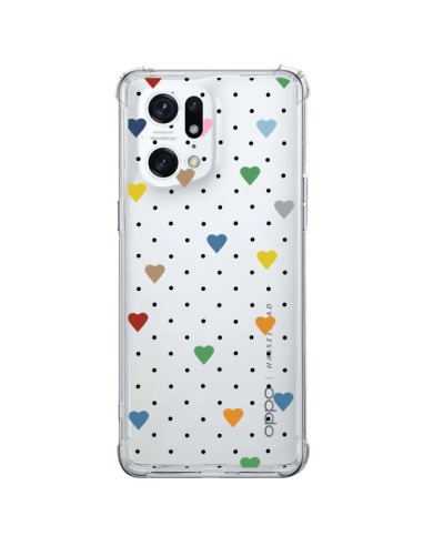 Cover Oppo Find X5 Pro Punti Cuori Colorato Trasparente - Project M