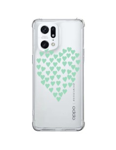 Oppo Find X5 Pro Case Hearts Love Green Mint Clear - Project M