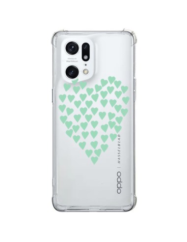 Cover Oppo Find X5 Pro Cuori Amore Verde Menta Trasparente - Project M