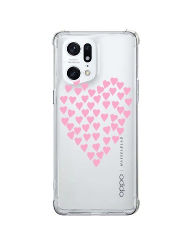Coque Oppo Find X5 Pro Coeurs Heart Love Rose Pink Transparente - Project M