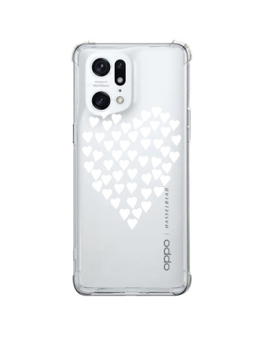 Coque Oppo Find X5 Pro Coeurs Heart Love Blanc Transparente - Project M