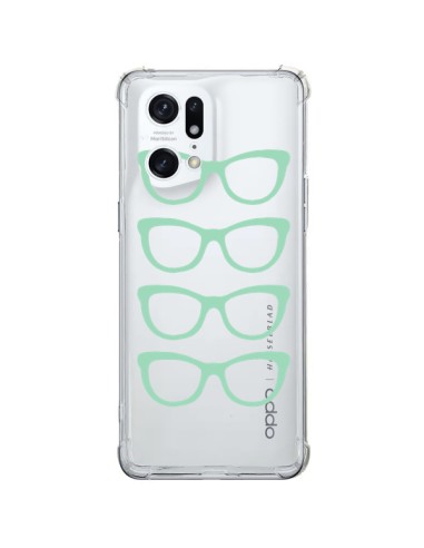 Cover Oppo Find X5 Pro Occhiali da Sole Verde Menta Trasparente - Project M
