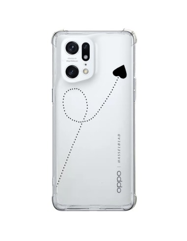 Coque Oppo Find X5 Pro Travel to your Heart Noir Voyage Coeur Transparente - Project M