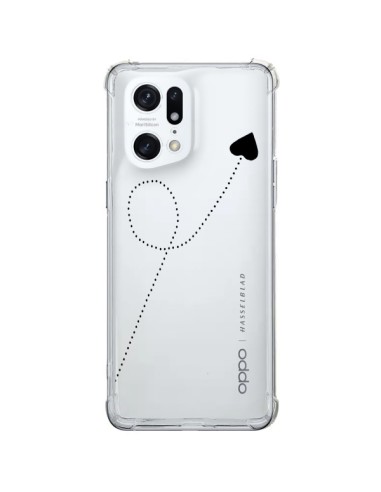 Cover Oppo Find X5 Pro Travel to your Heart Nero Viaggio Cuore Trasparente - Project M