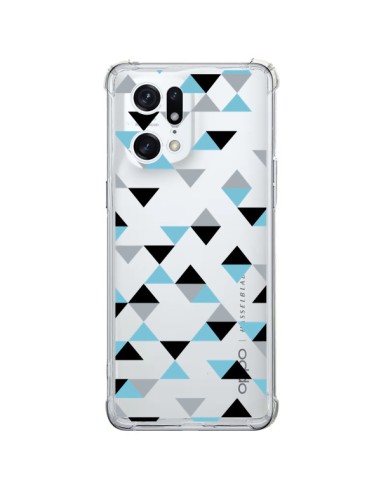 Oppo Find X5 Pro Case Triangles Ice Blue Black Clear - Project M