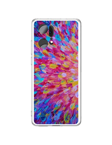 Coque Oppo Find X5 Pro Fleurs Bleues Roses Splash - Ebi Emporium