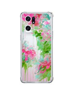 Coque Oppo Find X5 Pro Fleur Flower Rose Vert Transparente - Ebi Emporium