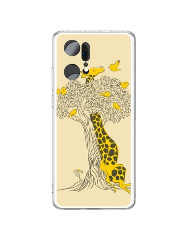 Coque Oppo Find X5 Pro Girafe Amis Oiseaux - Jay Fleck