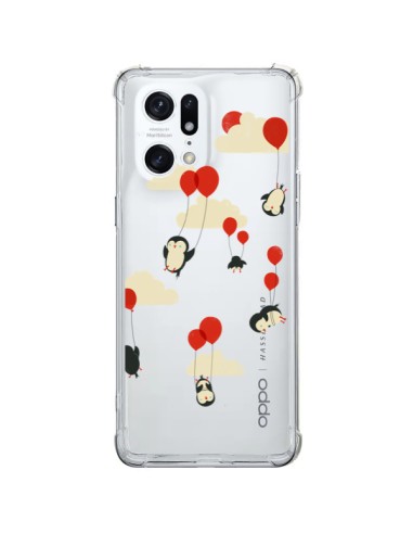 Coque Oppo Find X5 Pro Pingouin Ciel Ballons Transparente - Jay Fleck