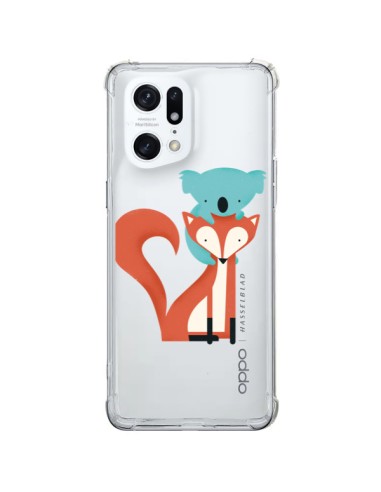 Cover Oppo Find X5 Pro Volpe e Koala Amore Trasparente - Jay Fleck