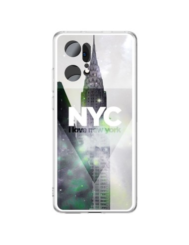 Cover Oppo Find X5 Pro I Love New York City Grigio Viola Verde - Javier Martinez