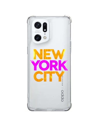Cover Oppo Find X5 Pro New York City NYC Arancione Rosa Trasparente - Javier Martinez