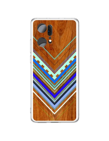 Coque Oppo Find X5 Pro Azteque Arbutus Blue Bois Aztec Tribal - Jenny Mhairi