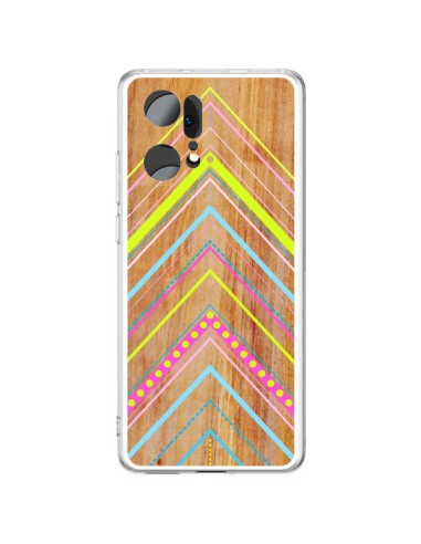 Coque Oppo Find X5 Pro Wooden Chevron Pink Bois Azteque Aztec Tribal - Jenny Mhairi