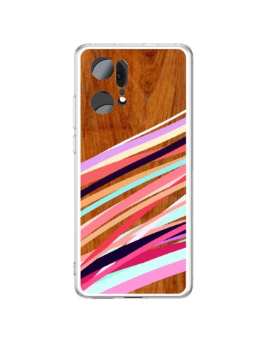 Coque Oppo Find X5 Pro Wooden Waves Coral Bois Azteque Aztec Tribal - Jenny Mhairi
