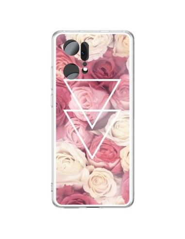 Coque Oppo Find X5 Pro Roses Triangles Fleurs - Jonathan Perez