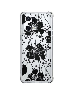 Coque Oppo Find X5 Pro Fleurs Noirs Flower Transparente - Dricia Do