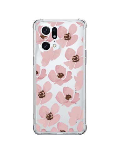 Oppo Find X5 Pro Case Flowers Pink Clear - Dricia Do