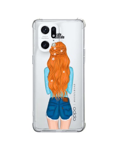 Coque Oppo Find X5 Pro Red Hair Don't Care Rousse Transparente - kateillustrate