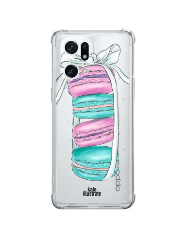 Cover Oppo Find X5 Pro Macarons Rosa Menta Trasparente - kateillustrate