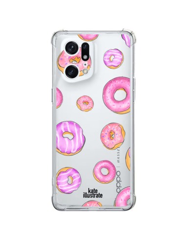 Coque Oppo Find X5 Pro Pink Donuts Rose Transparente - kateillustrate