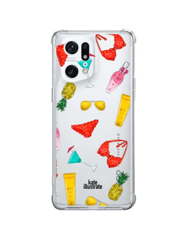 Oppo Find X5 Pro Case Summer Essentials Summer Essenziale Clear - kateillustrate