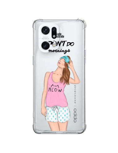 Coque Oppo Find X5 Pro I Don't Do Mornings Matin Transparente - kateillustrate
