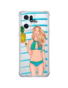 Coque Oppo Find X5 Pro Malibu Ananas Plage Ete Bleu Transparente - kateillustrate