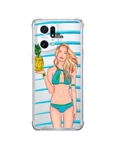 Cover Oppo Find X5 Pro Malibu Ananas Plage Ete Blu Trasparente - kateillustrate