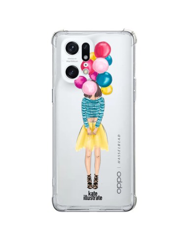 Cover Oppo Find X5 Pro Ragazza Palloncini Trasparente - kateillustrate