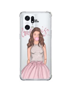 Oppo Find X5 Pro Case Bubble Girl Tiffany Pink Clear - kateillustrate