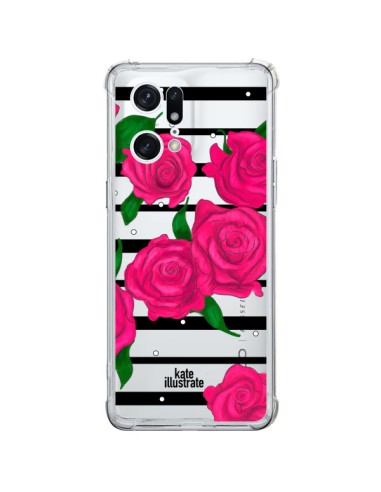 Cover Oppo Find X5 Pro Rosa Fiori Trasparente - kateillustrate