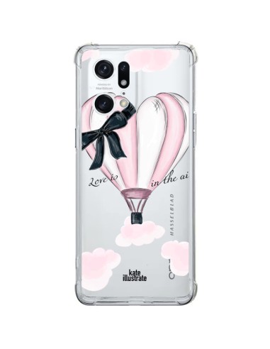 Coque Oppo Find X5 Pro Love is in the Air Love Montgolfier Transparente - kateillustrate