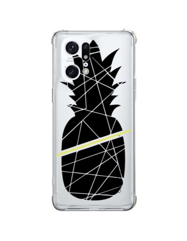 Coque Oppo Find X5 Pro Ananas Noir Transparente - Koura-Rosy Kane