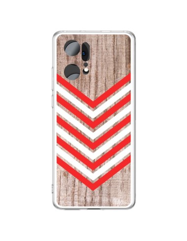 Cover Oppo Find X5 Pro Tribale Azteco Legno Wood Freccia Rosso Bianco - Laetitia