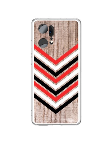 Coque Oppo Find X5 Pro Tribal Aztèque Bois Wood Flèche Rouge Blanc Noir - Laetitia