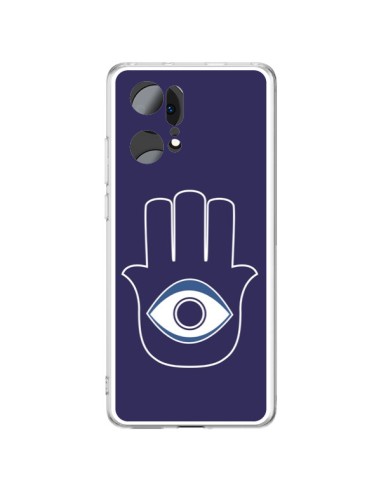 Coque Oppo Find X5 Pro Main de Fatma Oeil Bleu - Laetitia