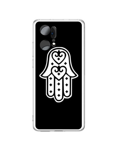 Coque Oppo Find X5 Pro Main de Fatma Oeil Noir - Laetitia