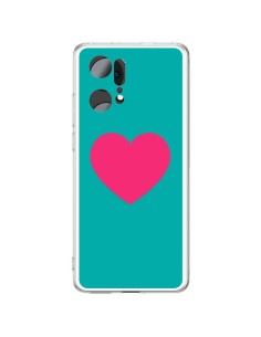 Coque Oppo Find X5 Pro Coeur Rose Fond Bleu  - Laetitia