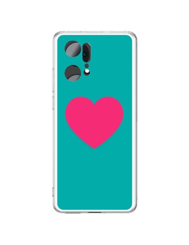 Oppo Find X5 Pro Case Heart Pink Sfondo Blue  - Laetitia