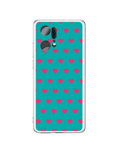 Cover Oppo Find X5 Pro Cuore Rosa Sfondo Blu - Laetitia