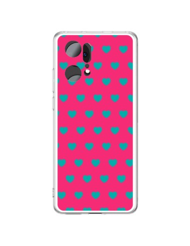 Cover Oppo Find X5 Pro Cuore Blu sfondo Rosa - Laetitia