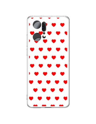 Coque Oppo Find X5 Pro Coeurs Rouges Fond Blanc - Laetitia