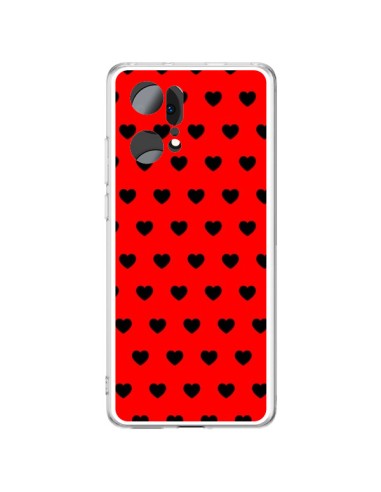 Coque Oppo Find X5 Pro Coeurs Noirs Fond Rouge - Laetitia